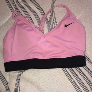 Pink lightly padded Indy Nike sports bra